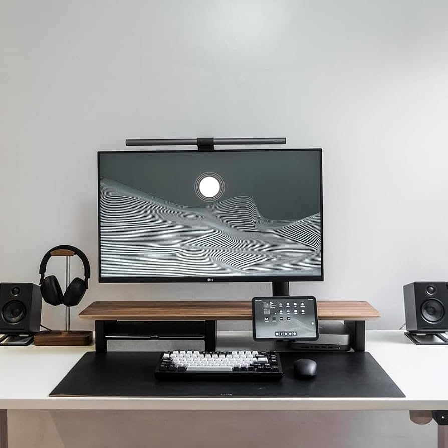 ディスプレイスタンド　Walnut製　◆Woody’s Plus Store◆ Desk Shelf Setup Cockpit Monitor Stand for Dual Screen